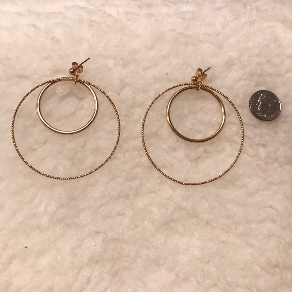 NEW H&M gold plated double loop earrings - Picture 3 of 3